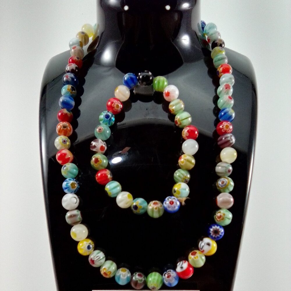 Hand Made Beaded 16'' Necklace & Matching Bracelet From The Philippines